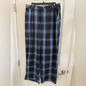 NWT H&M Divided Black and Blue Plaid Pants Size 14